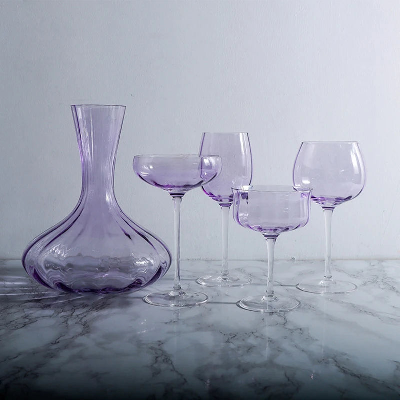 British Lavender Goblet Champagne Glasses Set Nordic Style New Crystal Light Luxury Wine Glass Home Colored Glass Cups Decanter - Kelche24