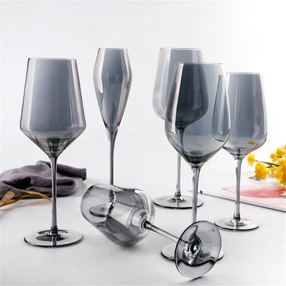 2Pcs Creative Dream Oblique Mouth Red Wine Glass Cup Gilt Grey Goblet Bordeaux Burgundy Cup Bar Family Gift Drinkware Wedding - Kelche24