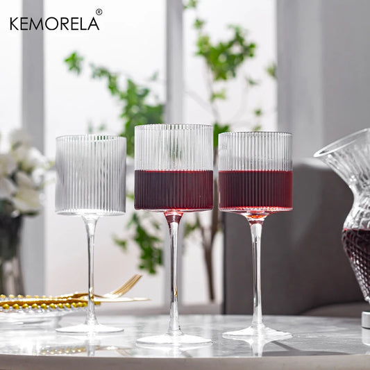 4PCS French Vertical lines Champagne Glasses Home Glass Goblets High-end Red Wine Glasses White Wine Glasses Cocktail Glasses - Kelche24