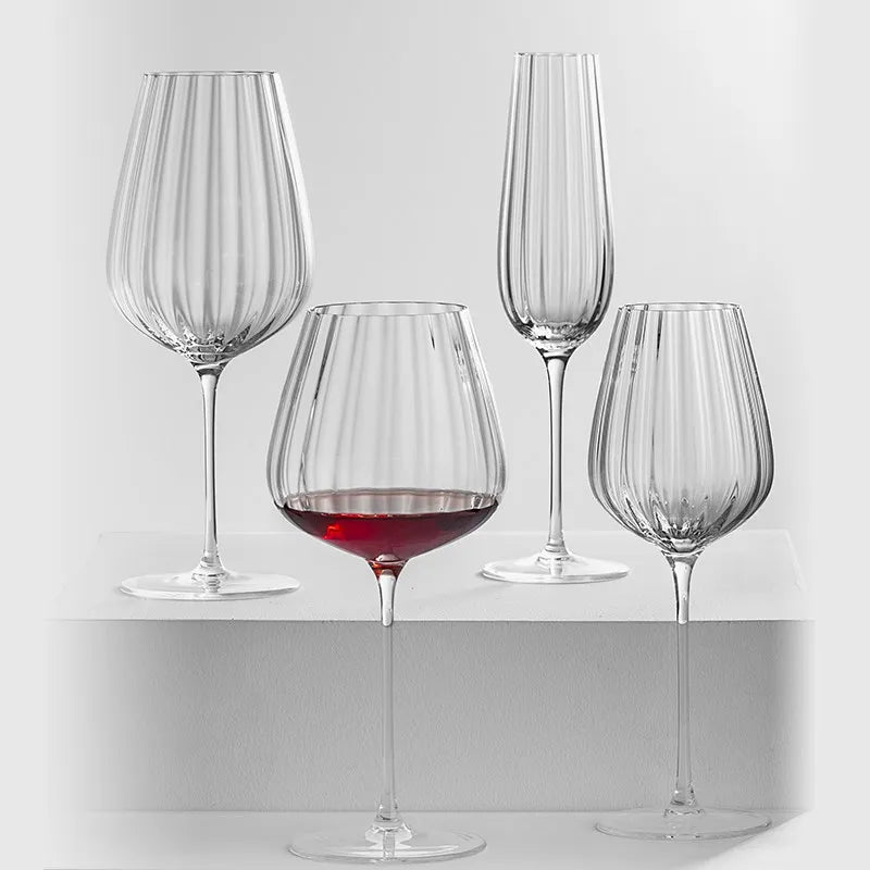 Transparent Corrugated Crystal Glass with High Aesthetic Value Home Wine Glasses Party Champagne Christmas Gifts Light Luxury - Kelche24