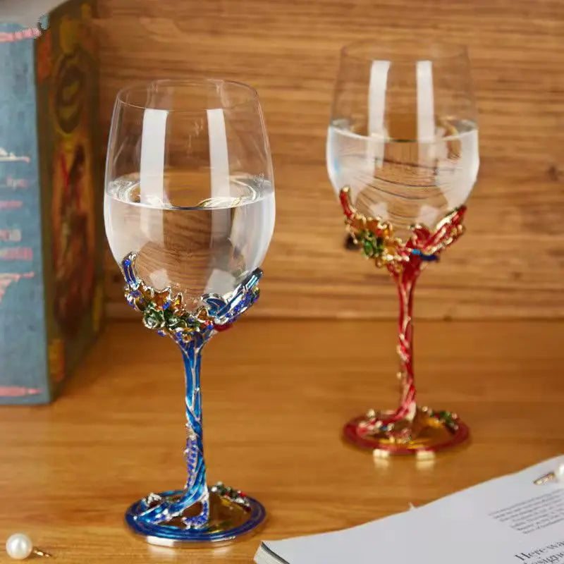 Creative Enamel Crystal Goblet Drinking Glasses Glass Cups for Wine Glass Set Wineglass Champagne Cup Vintage Luxury Whiskey Bar - Kelche24