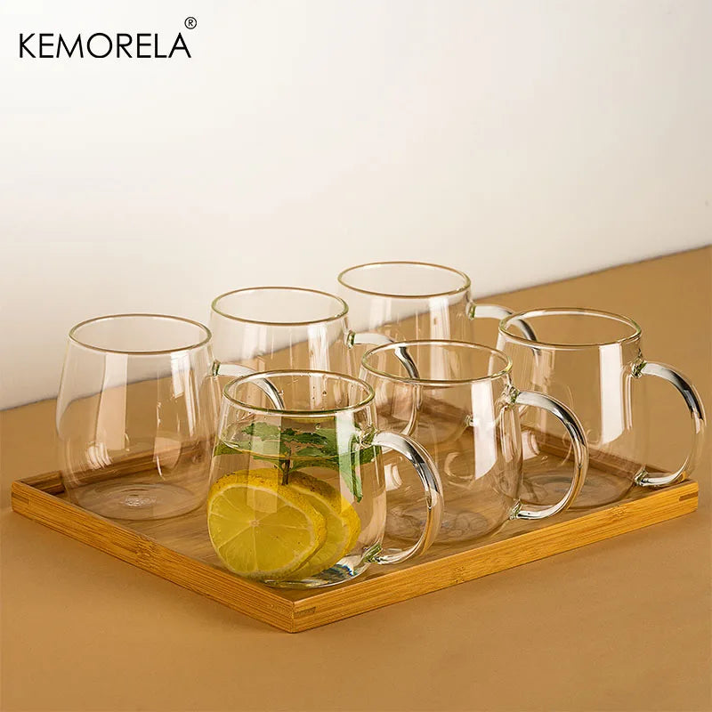 1/2/4PCS Premium Glass Coffee Mugs with Handle Transparent Tea Glasses for Hot/Cold Beverages Perfect for Americano Cappuccino - Kelche24