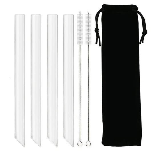 12/14mm Reusable Drinking Straw High Borosilicate Glass Straws Straight Boba Bubble Tea Milk Smoothies Fruit Cocktails Bar - Kelche24