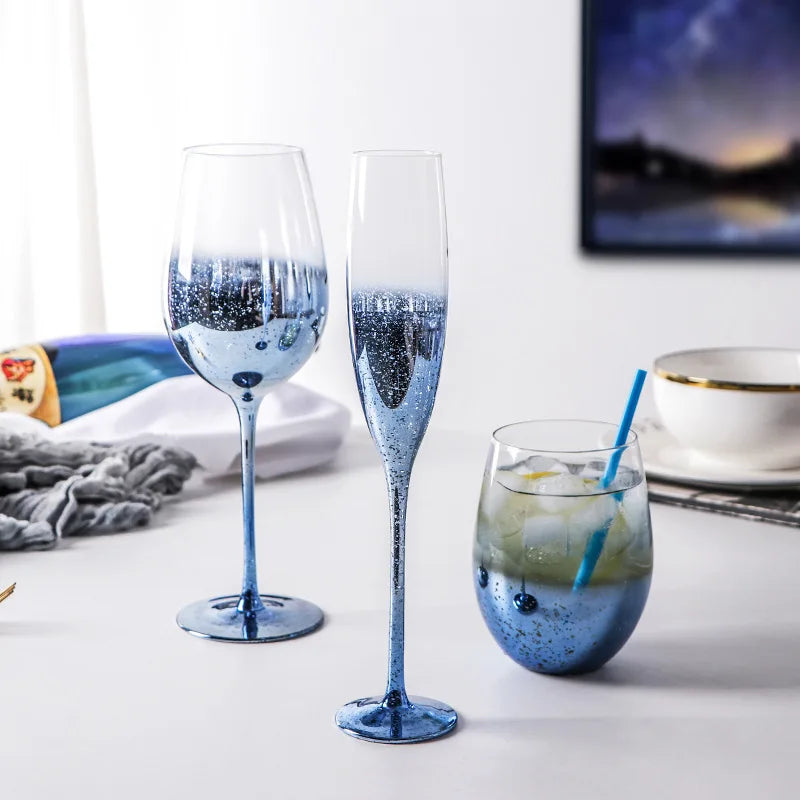 Blue Starry Sky Crystal Glass Goblet Red Wine Glass Mug Home High Value Party Grape Champagne Glass Cocktail Set Furniture Items - Kelche24