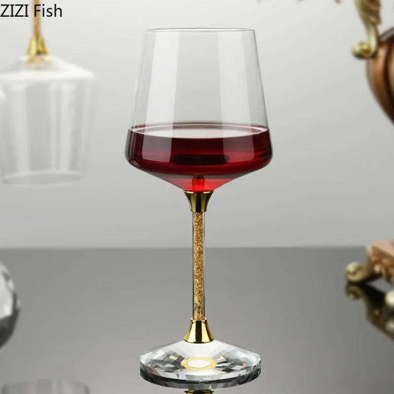 Nordic Light Luxury Gold Foil Crystal Glass Goblet and Decanter Set Family Party Bar Wine Glass Set Champagne Cocktail Glass Set - Kelche24