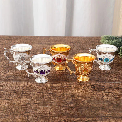 Fashion Europe and The United States Style Creative Home Metal White Wine Cup Alloy Pattern Gems Decorated Classical Wine Sets - Kelche24