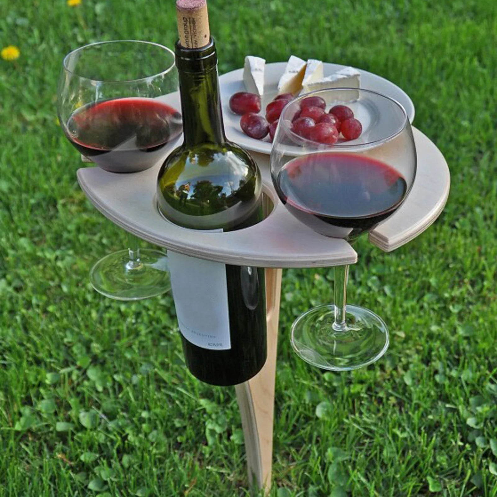 Outdoor Wine Table Portable Foldable Table Outdoor Picnic Wine Glass Holder for Camping and Dining Removable Wooden Rack Mine - Kelche24