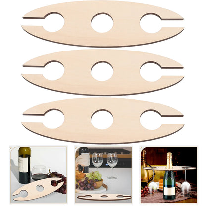 3 Pcs Display Shelves Glasses Rack Wooden Handicraft Table Cup Storage Goblet Holder Bottles Red - Kelche24