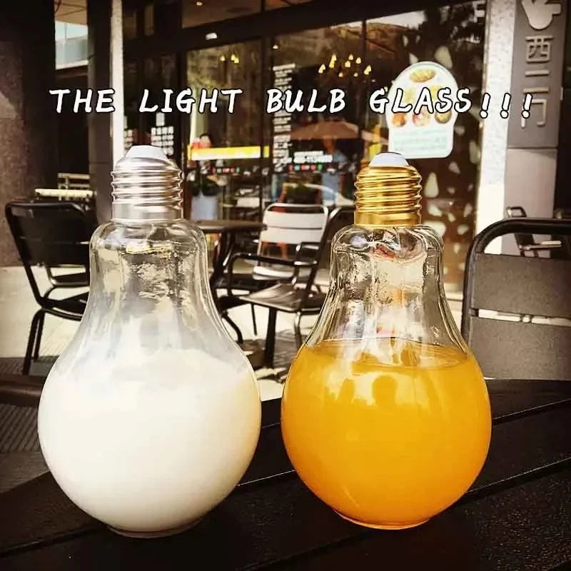 1pc Creative Bulb Fashion Cute Milk Juice Light Bulb Shape Cup 100/200/300/400/500ml Party Plastic Bottle Cocktail Set - Kelche24