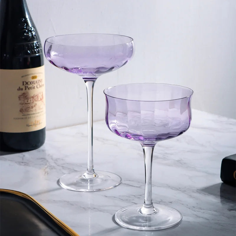 British Lavender Goblet Champagne Glasses Set Nordic Style New Crystal Light Luxury Wine Glass Home Colored Glass Cups Decanter - Kelche24