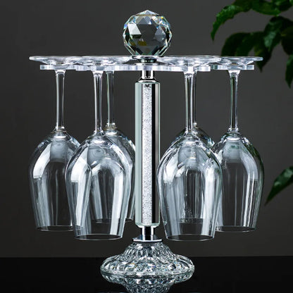 Crystal Wine Rack Hanging Wine Glass Holder Transparent Crystal Stand Rotate The Drain Stand Kitchen Organizer Accessories - Kelche24