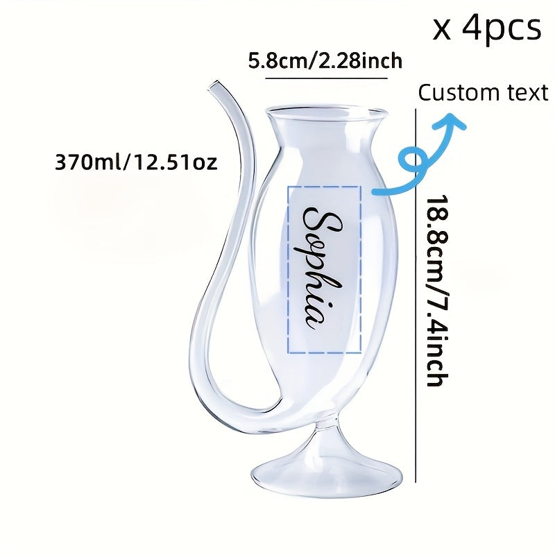 Personalisierbares 370 ml Weinglas mit Strohhalm