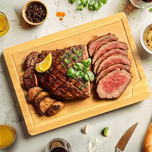 Bambus-Schneidebrett – 3-teiliges Küchenutensilien-Set - Kelche24