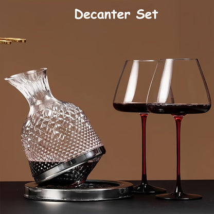 Luxus Kristall Weindekanter Set mit 2 Bordeaux-Gläsern - Große Kapazität, Handgefertigtes Whiskey & Rotwein Servier-Set, Perfektes Geschenk für Weinliebhaber, Ideal für Hochzeiten, Weihnachten, Geburtstage - Kelche24