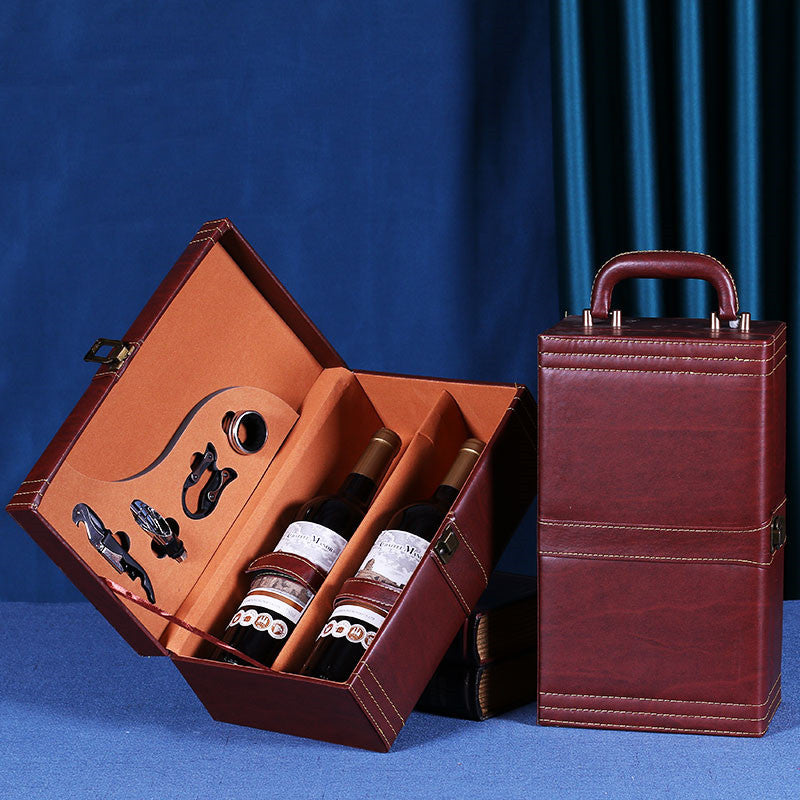 Haushaltsmode Doppel-Weinbox mit Holzmaserung – Rotwein - Kelche24