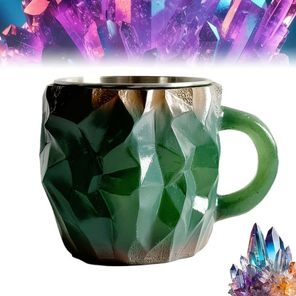 1 Stk. Handgefertigte Kristallquarzmuster Kaffeetasse, 6.76oz, 304 Edelstahl, Isoliert & Wiederverwendbar - Lebendige Mehrfarbig, Ideal für Zuhause & Büro, Perfektes Geschenk für Jubiläen, Geburtstage, Valentinstag - Weihnachten & Halloween