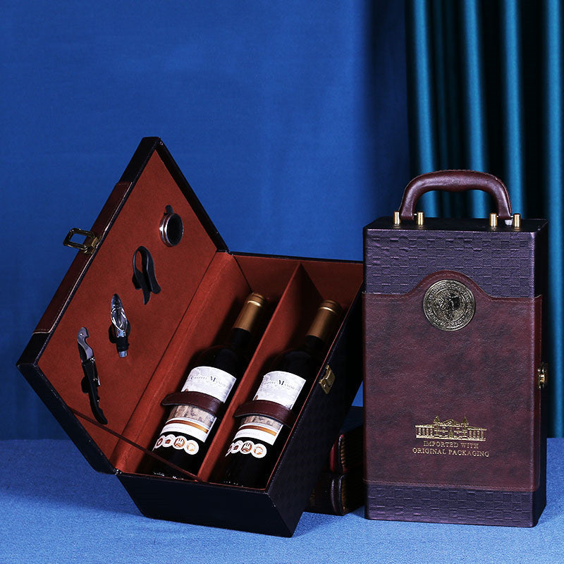 Haushaltsmode Doppel-Weinbox mit Holzmaserung – Rotwein - Kelche24