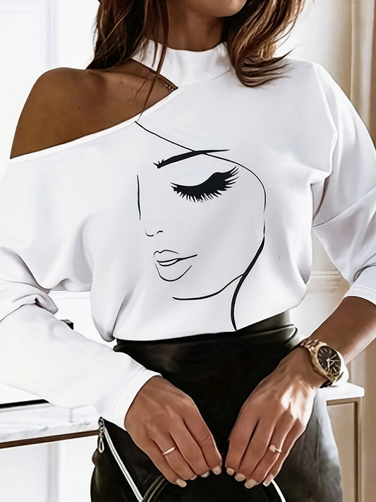 Pullover Mit Abstraktem Gesichtsdruck - Kelche24