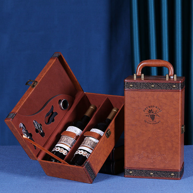 Haushaltsmode Doppel-Weinbox mit Holzmaserung – Rotwein - Kelche24