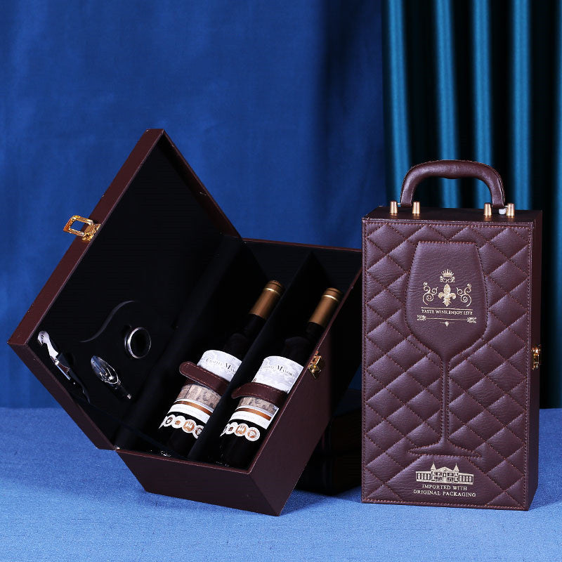 Haushaltsmode Doppel-Weinbox mit Holzmaserung – Rotwein - Kelche24