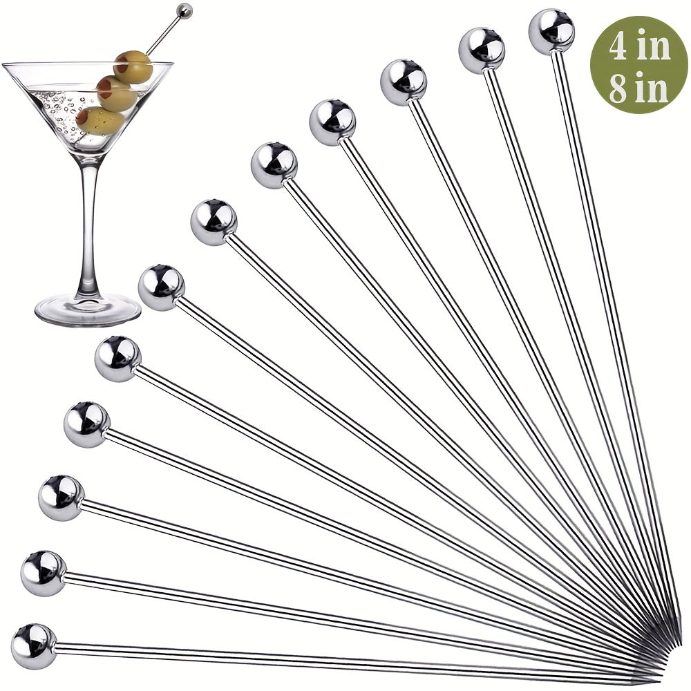 12 Stück Edelstahl-Cocktail-Picks (4 & 20,32 cm), wiederverwendbar und poliert. Maschinenwaschbar, ideal für Vorspeisen, Kirschen und Oliven. Perfekt für Weihnachten, Halloween, Thanksgiving, Valentinstag und Abschlussfeiern