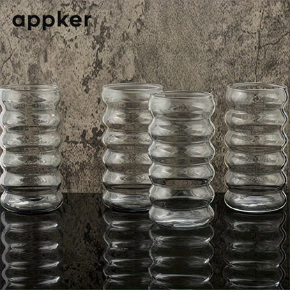 Appker 4er-Set gerippte Glasbecher – stilvoll, wiederverwendbar & spülmaschinenfest